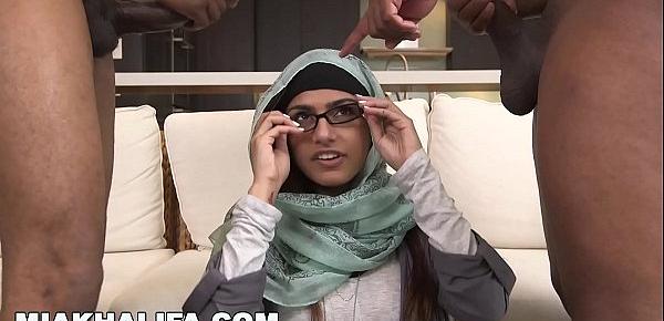  MIA KHALIFA - Big Tits Arab Pornstar Cheats On BF with Two Black Studs